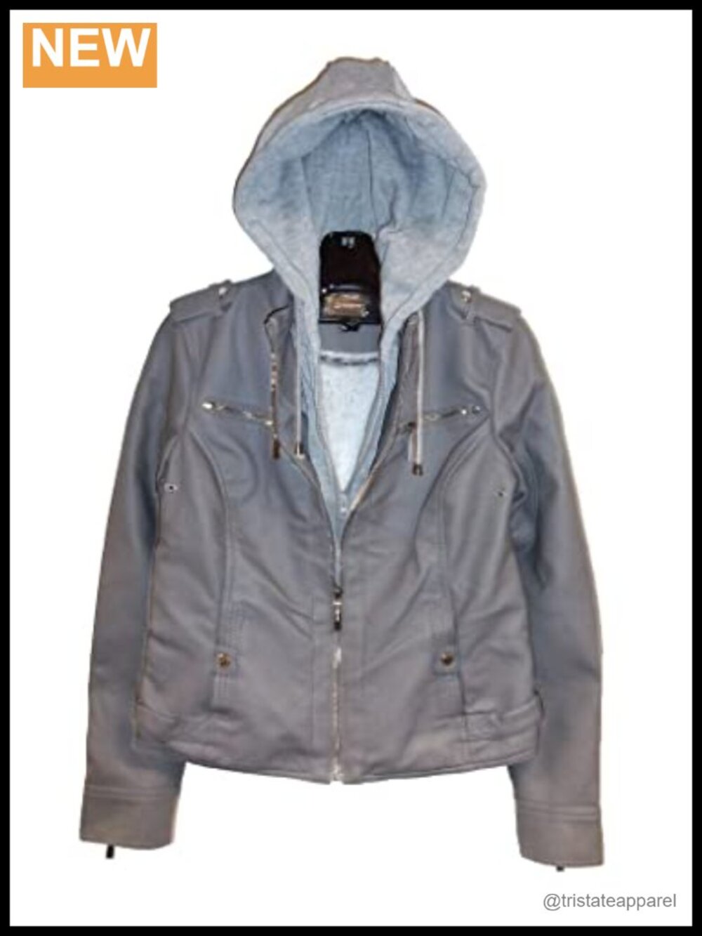 Women's Vegan Leather Jacket Faux Fur Lining Removable Hoodie